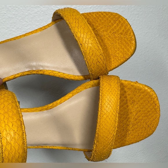 Nayla Dani Daffodil Yellow Sustainable Faux Reptile Snake Block Heel Sandal 7 - Picture 4 of 14